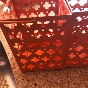 Yankee candle orange metal candle holders.